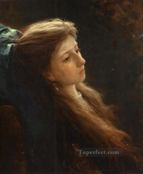  Kramskoi Oil Painting - Girl with a Tress Democratic Ivan Kramskoi